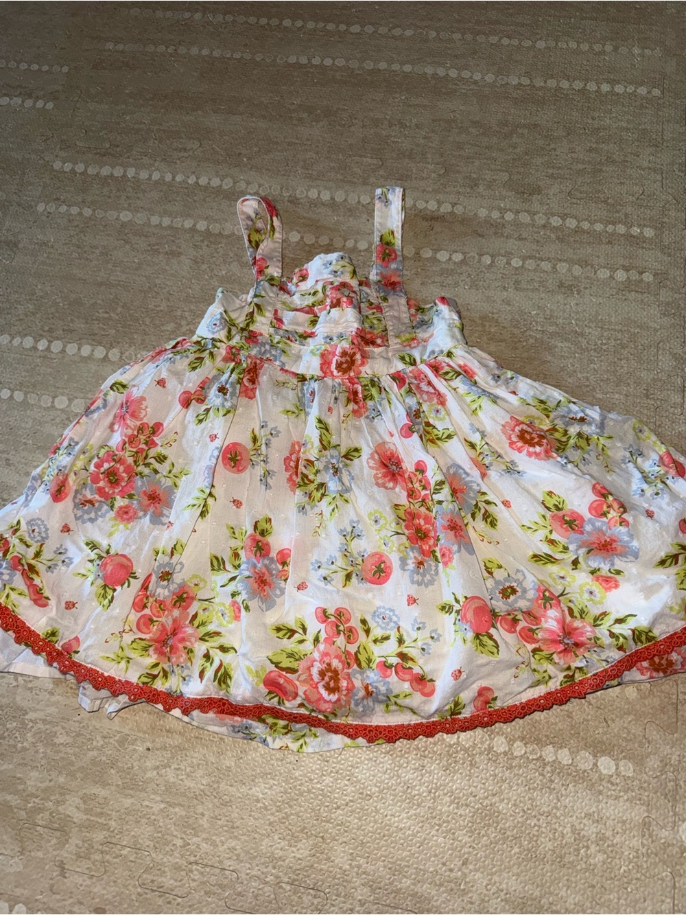 White Floral Smocked Sundress for Kids